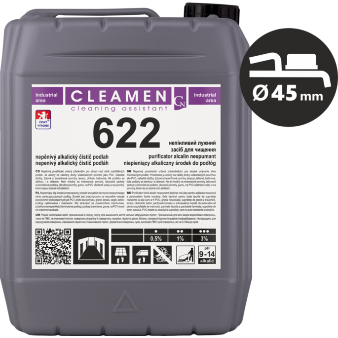 CLEAMEN 622 nepěnivý alkalický čistič podlah, 5kg