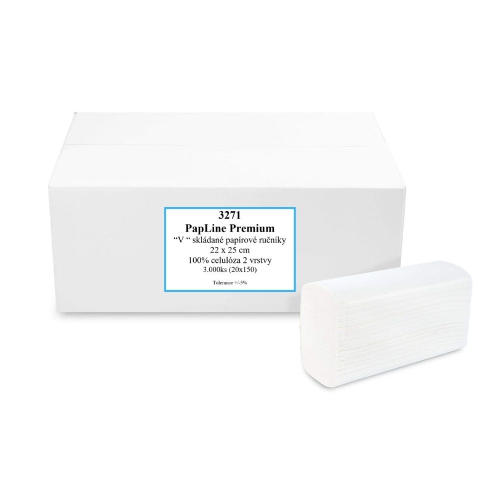 Ručník skládaný Papline Premium, 2vr celuloza, 24x22 cm, 3000ks